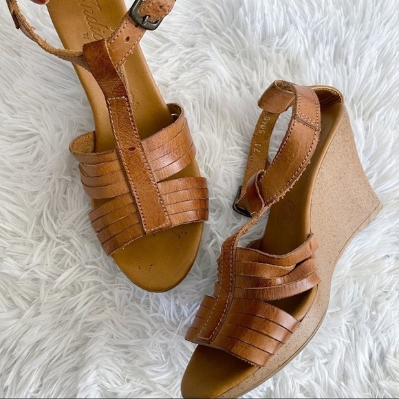 Leather Wedge Sandals Size 7 - Picture 3 of 12